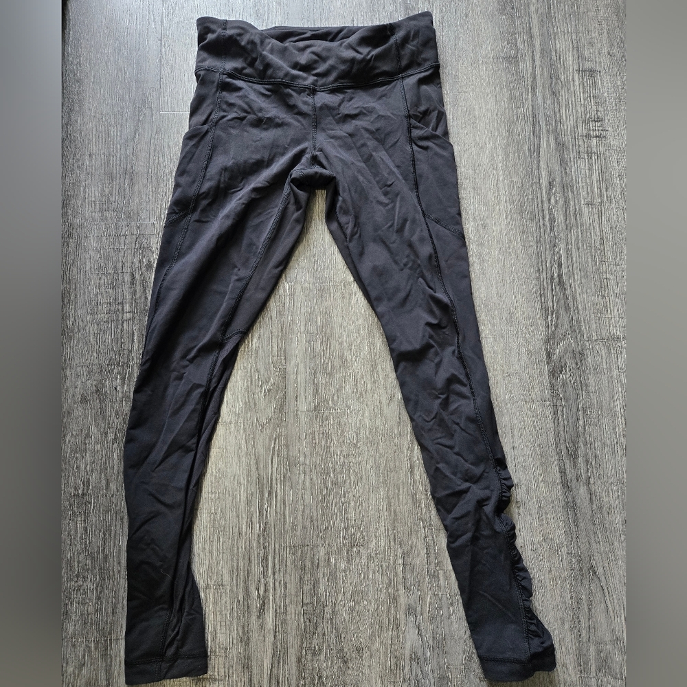 Lulu Fast And Free Black Rutched Ankle Tights 8